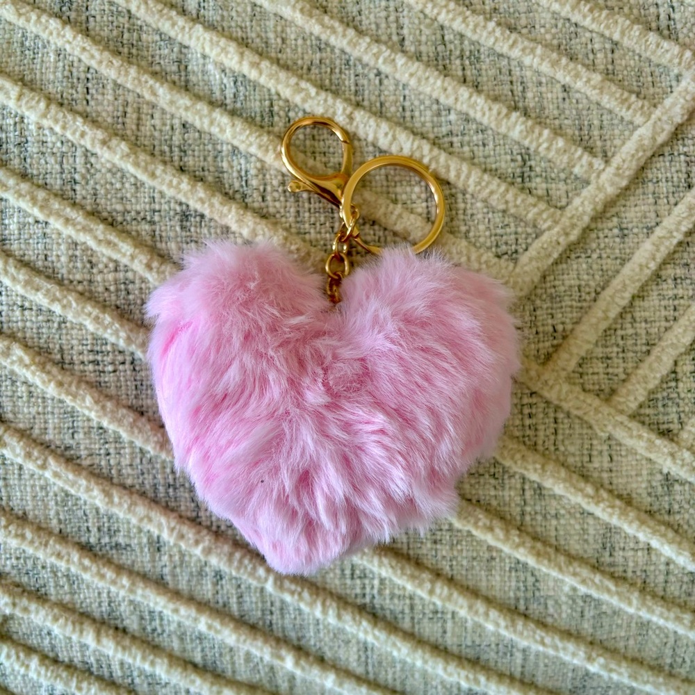 Light Pink Plush Heart Soft Keychain Charm